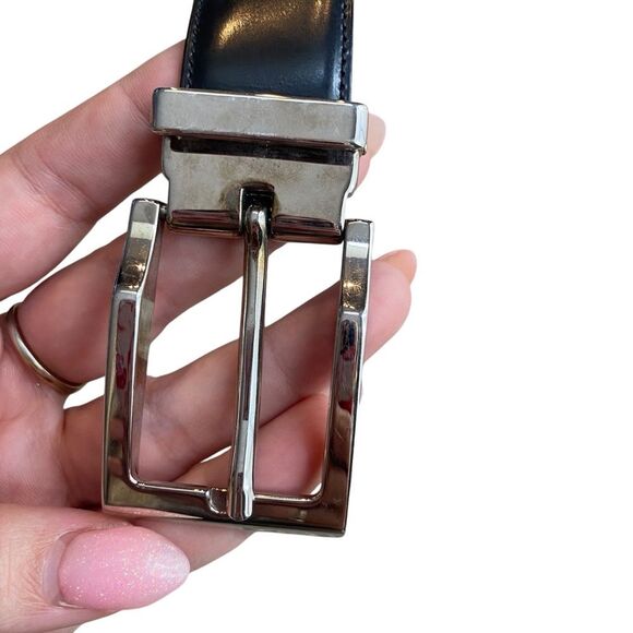 Dolce & Gabbana Women’s XL Italian Leather Belt Black With Silver Buckle Minimal main image 4